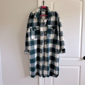 Green plaid duster plus size oversized boho jacket
